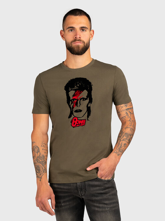 Зелена тениска с акцентен принт - 1