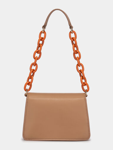 Beige shoulder bag with orange details - 3