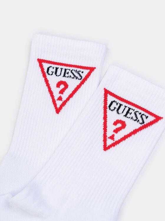 Бели чорапи ELLEN с лого принт - 2