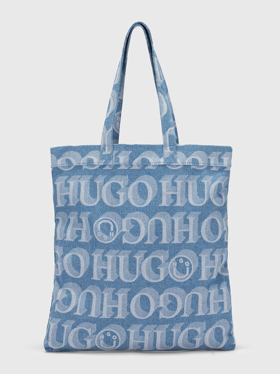 Дънкова чанта с лого принт - 1