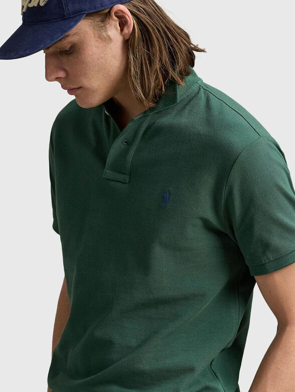 Cotton polo shirt in green - 4
