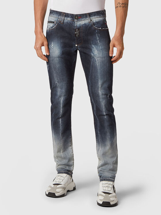 Distressed straight fit jeans - 1