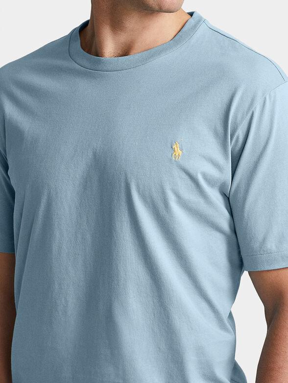 Blue T-shirt with logo embroidery - 4