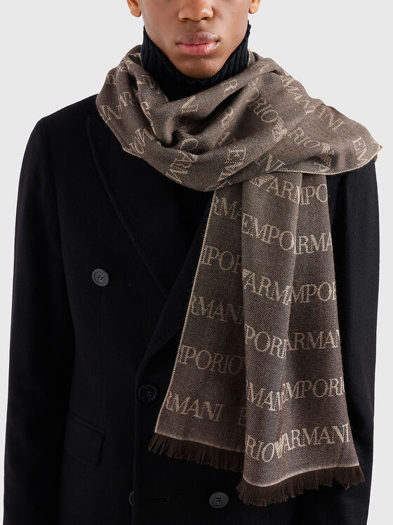 Wool blend scarf with logo - 1