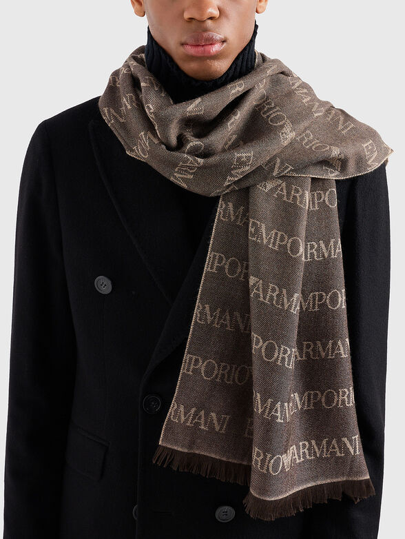 Wool blend scarf with logo - 1