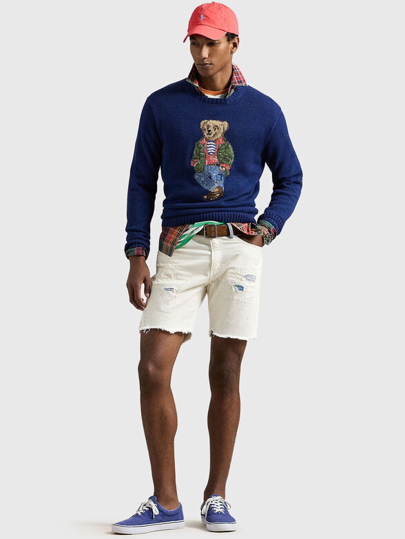 Blue sweater with Polo Bear print - 1