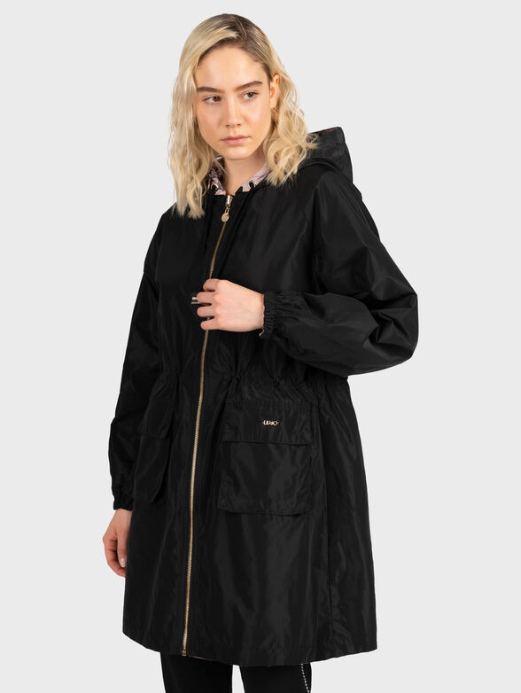 Reversible hooded jacket with drawstring - 2