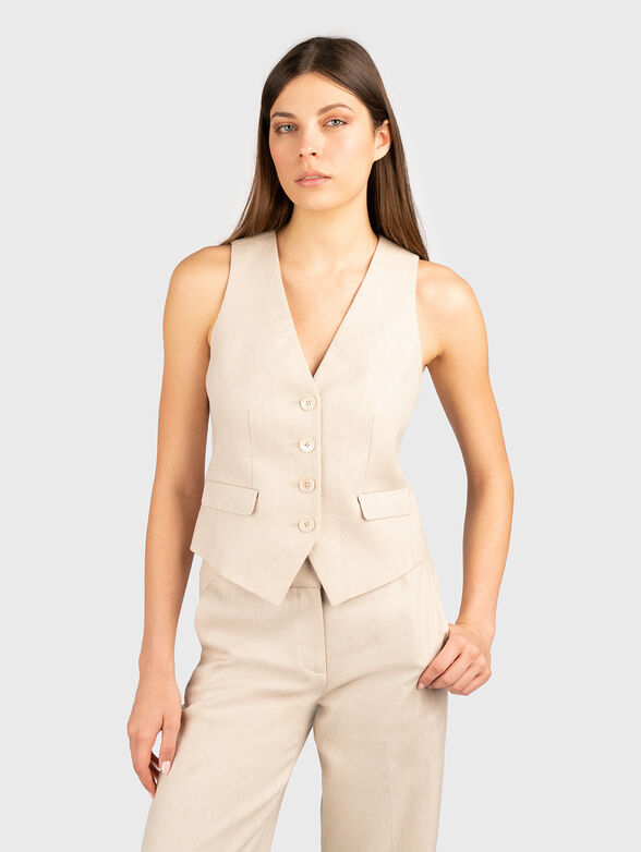 Linen vest with buttons - 0
