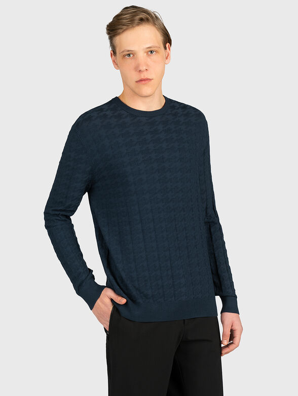 Sweater with textured houndstooth pattern - 1