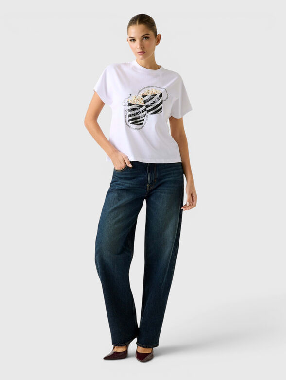 White T-shirt with contrasting print - 2