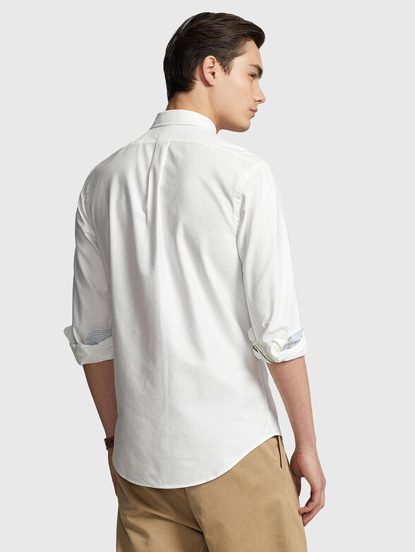 Logo-embroidered white shirt  - 3