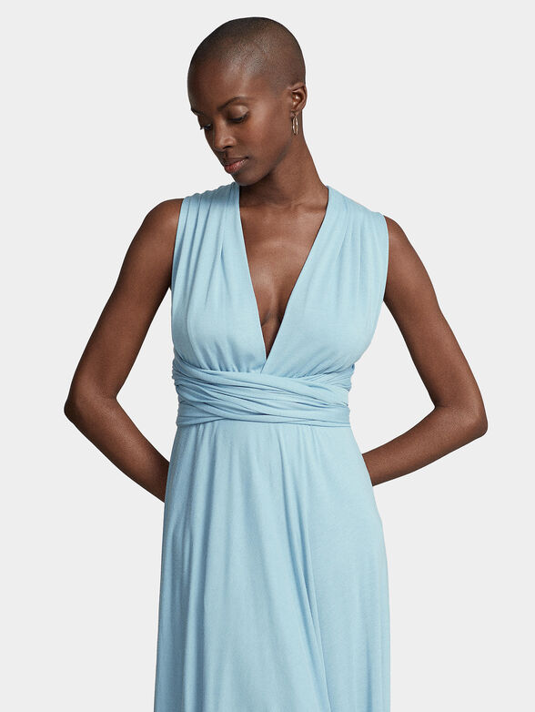 Blue dress with accent back - 3