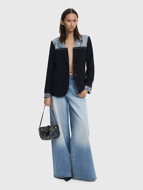 Jacket with contrasting denim details  - 2