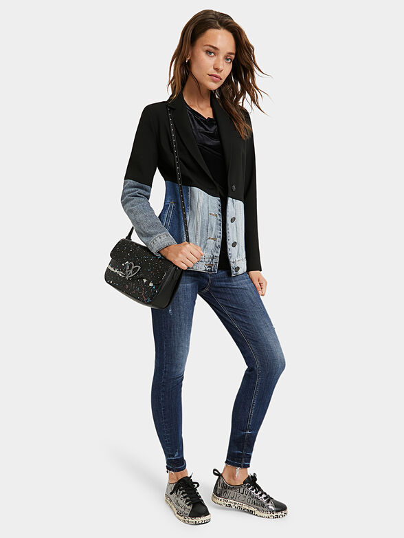 Black jacket with denim panels - 2