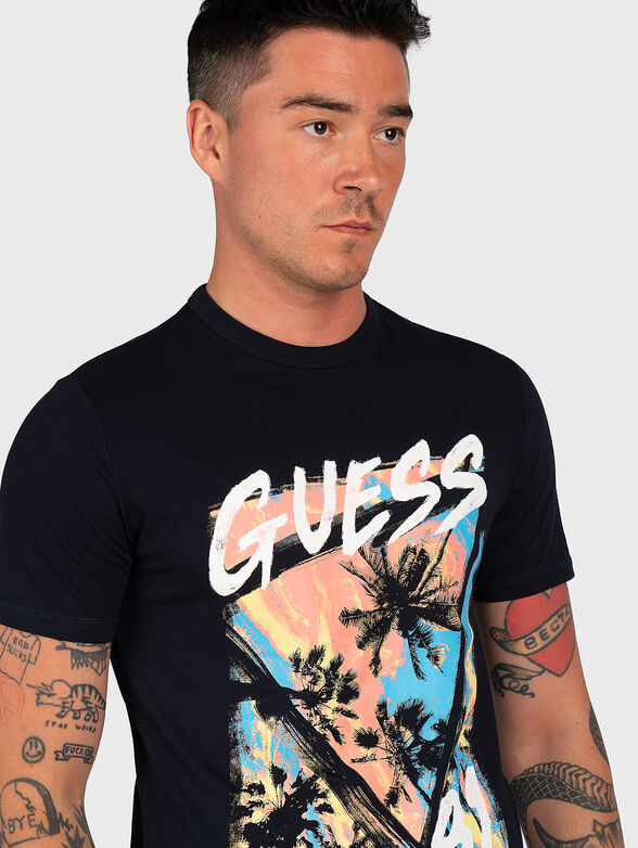 Dark blue T-shirt with maxi print - 4