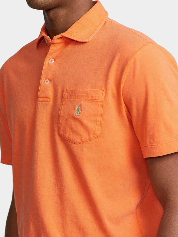 Orange Polo-shirt with pocket - 4