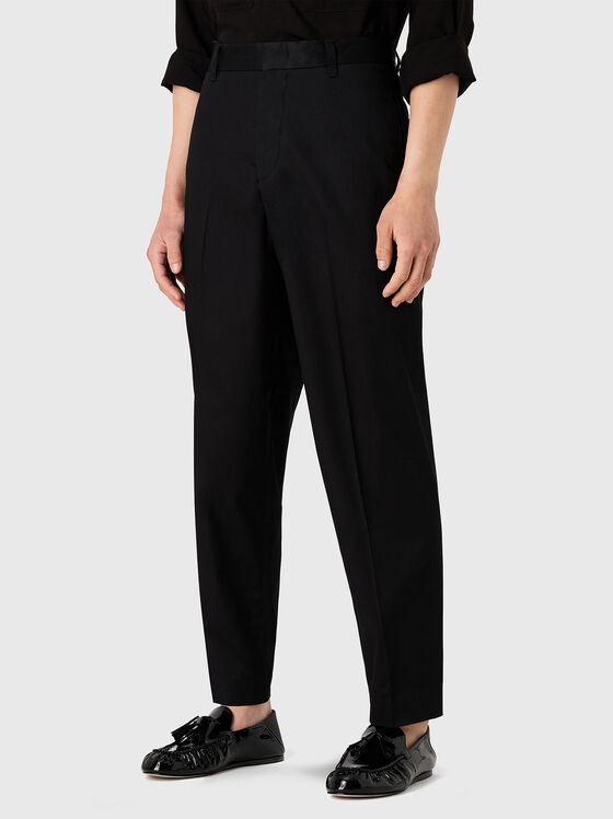 Tapered cotton-blend trousers - 1