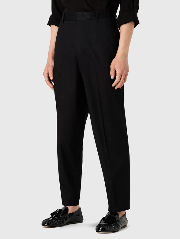 Tapered cotton-blend trousers - 1