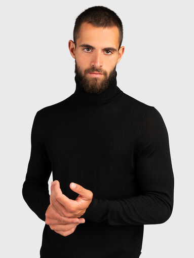 Black sweater with polo collar - 5