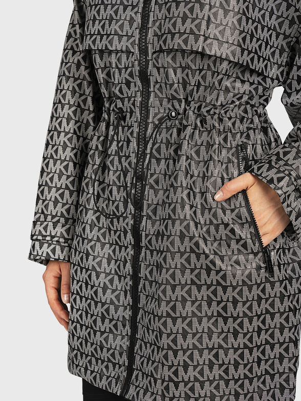 Long hooded jacket with monogram logo print - 5