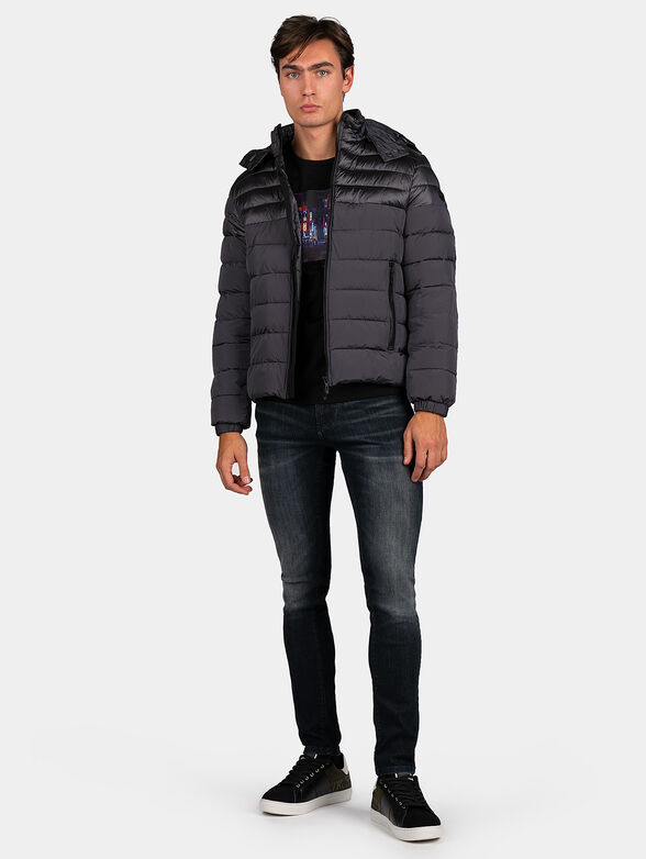 Padded jacket with hood in blue - 4