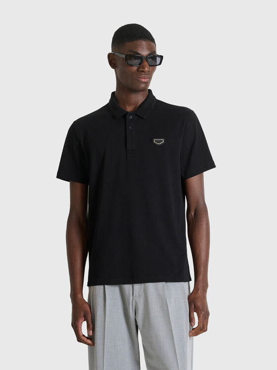 Cotton polo shirt in black - 1