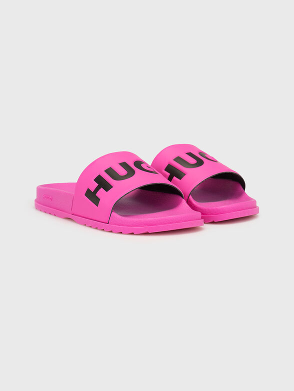 Fuchsia slippers with contrasting logo - 2