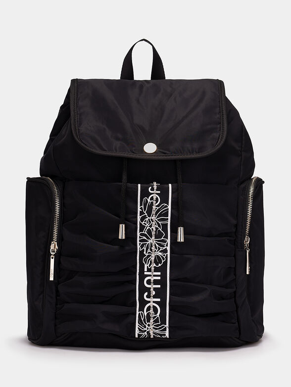 Black backpack with logo and rhinestone accents - 1