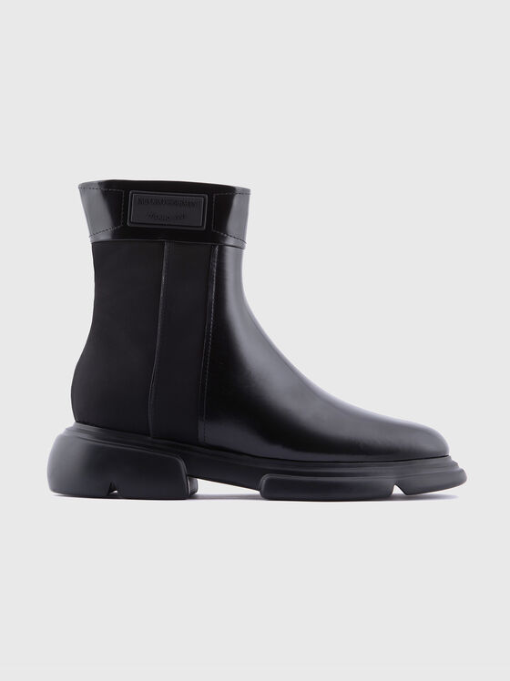 Black leather ankle boots - 1