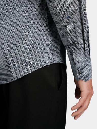 Cotton shirt with geometric micro print - 4