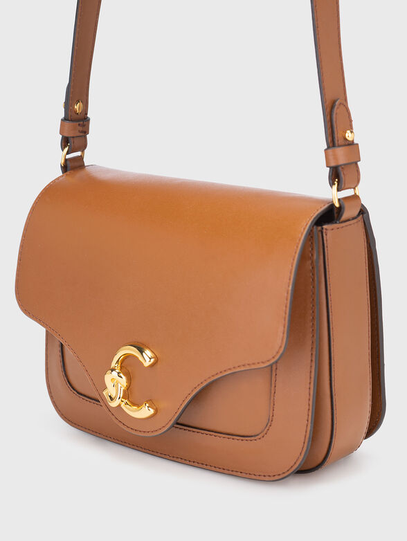 Leather crossbody bag in beige - 5
