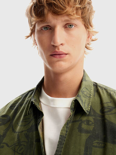 Cotton shirt in green color - 5