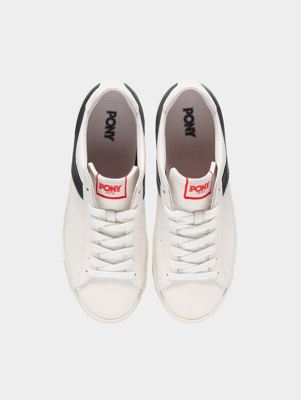 TOP STAR White unisex sneakers with black stripe - 2