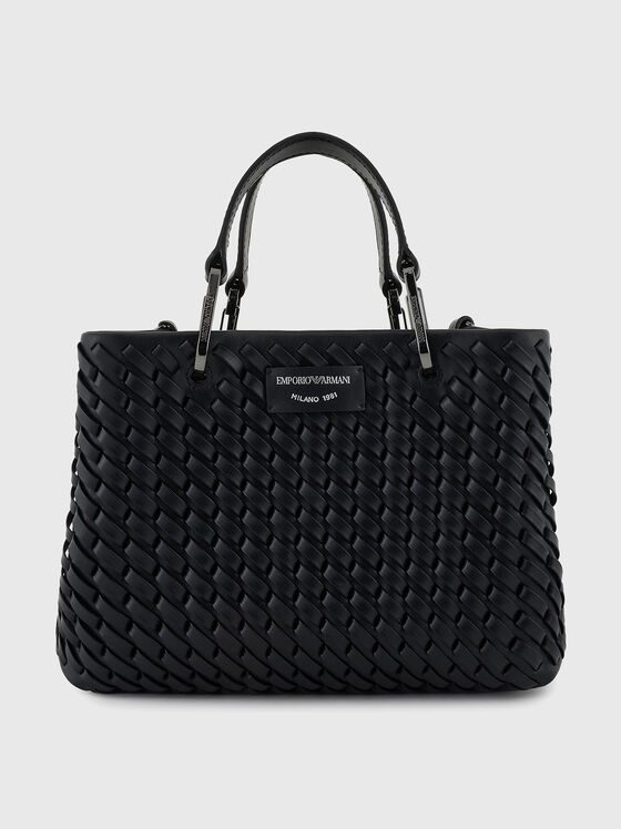 Leather bag with knitted effect and a tote - 1