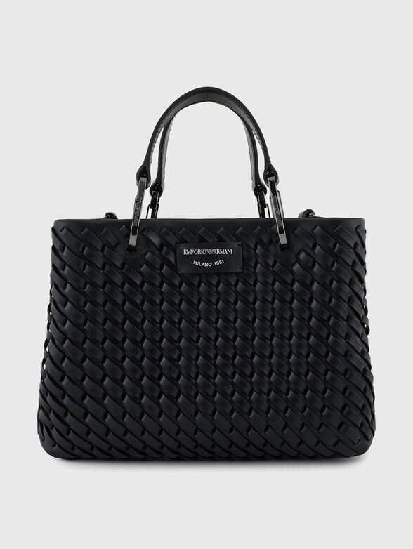 Leather bag with knitted effect and a tote - 1