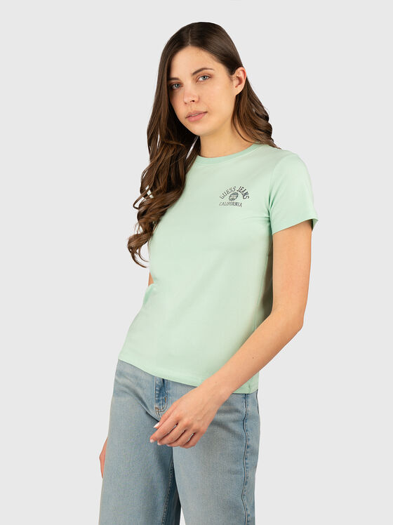 Тениска с овално деколте и лого принт - 1