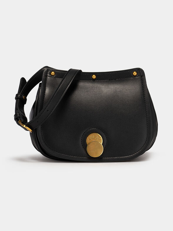 Black crossbody bag with golden elements - 1