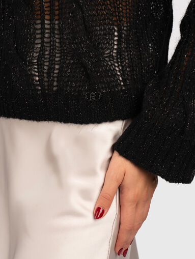 Sweater in black with sheer effect - 5