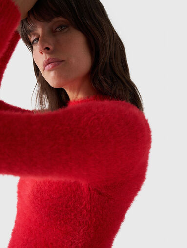 Knitted sweater in red colour - 5