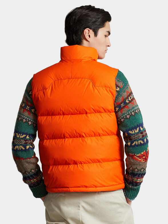 Orange padded vest with logo accent - 2