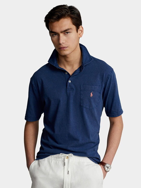 Polo-shirt with pocket and contrast logo - 1