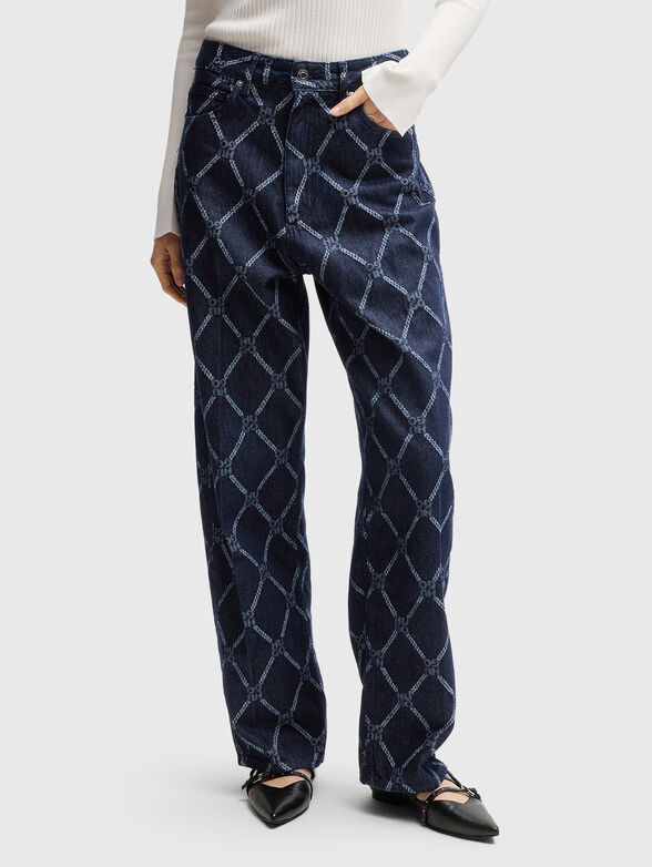 High waisted jeans with monogram logo - 0