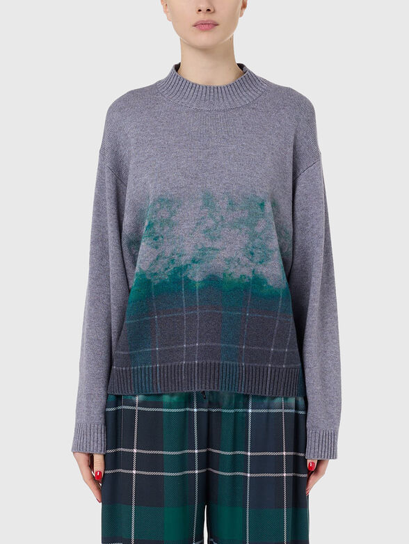 Printed sweater in grey  - 0