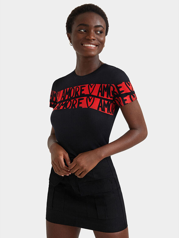 Fine knit t-shirt lettering - 1