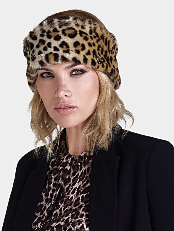 Faux fur headband with animal print - 2
