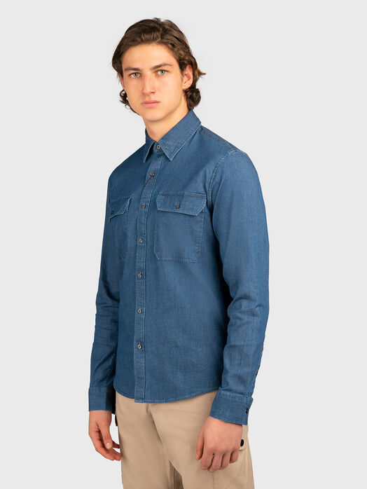 Shirt with denim effect