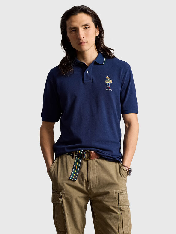 Dark blue cotton polo shirt - 1