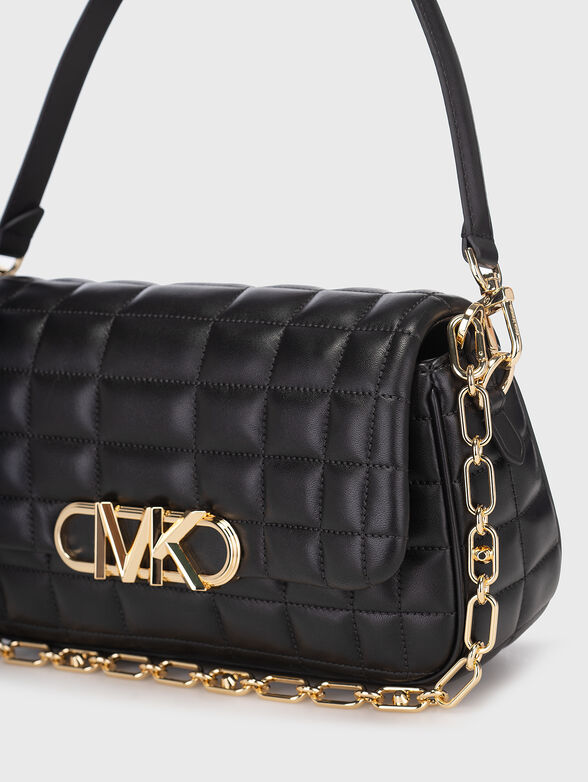 Black leather bag with quilted effect - 5
