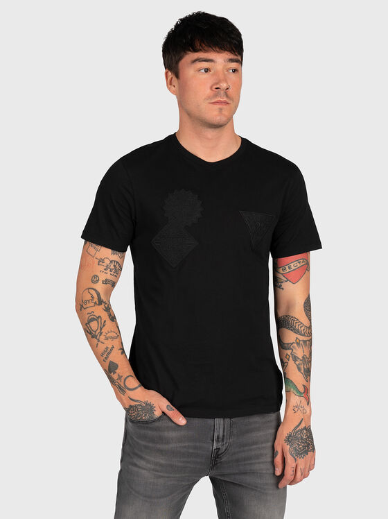 Памучна тениска с лого патчове - 1