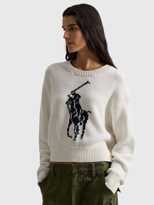 Cotton sweater with logo accent - 1